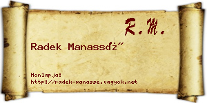 Radek Manassé névjegykártya